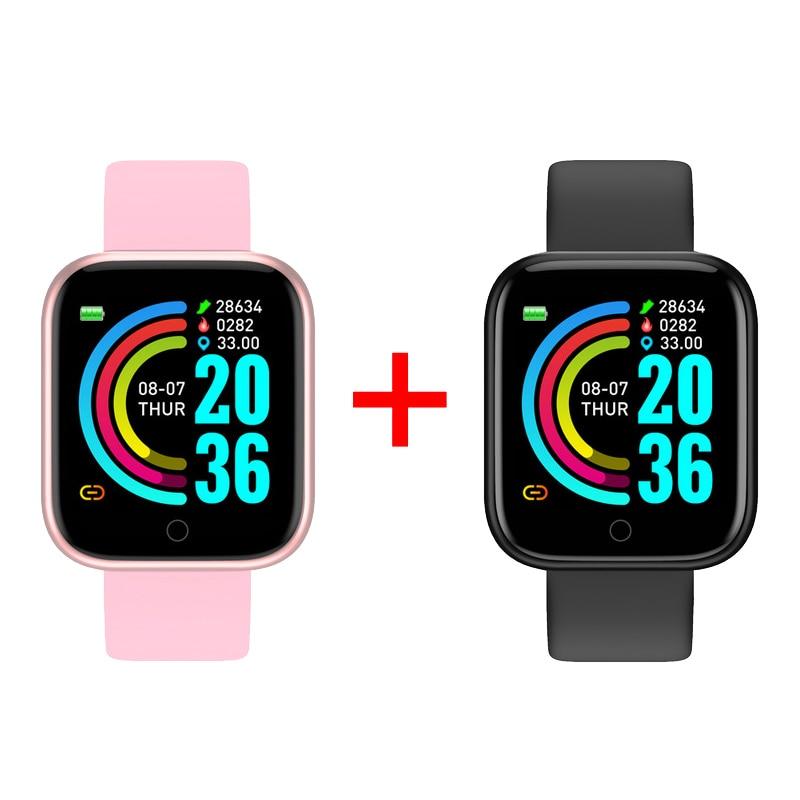 Relógio inteligente POWERWATCH Fitness À Prova D 'Água COMPRA 1 LEVA 2 relógio 009 AmploTech ROSA E PRETO 